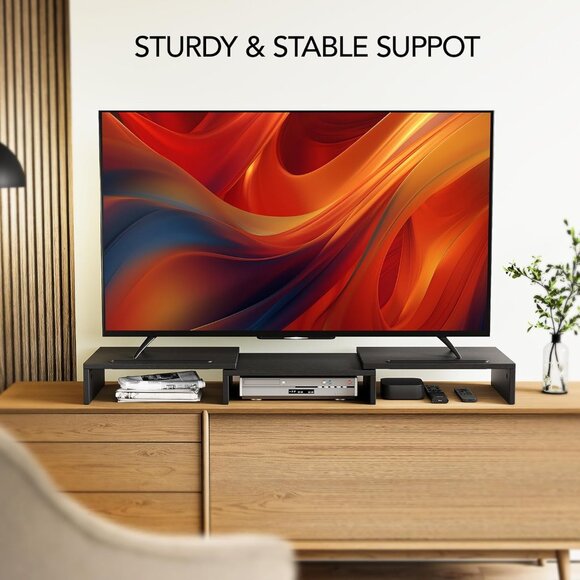 Ergonomic Dual Monitor Stand Riser - Adjustable Desk Organizer for Productivity - Picture 6 of 7